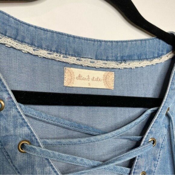 Altar’d State Lace Up Chambray Dress - Picture 4 of 9